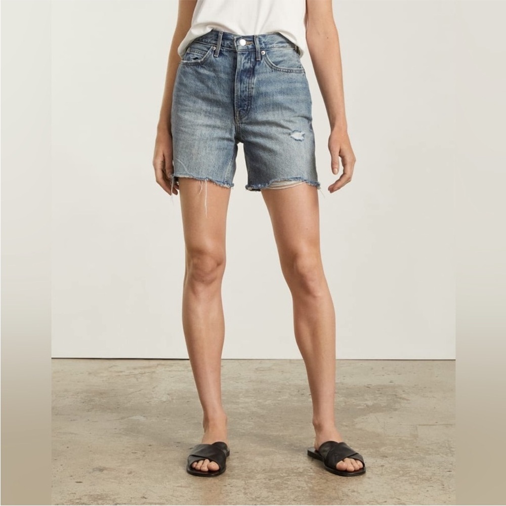 Everlane The Rigid Way High Denim Jean Cut Off Shorts Size 25